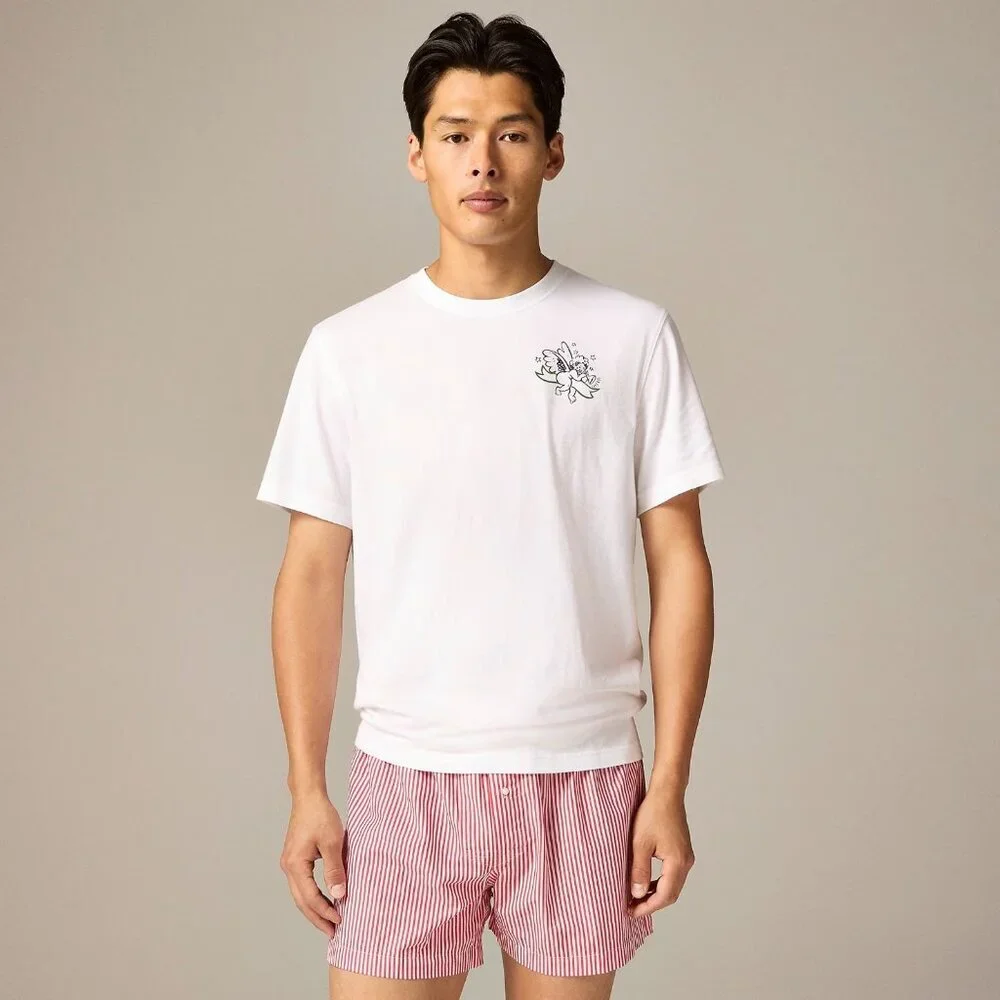 J‎ Crew Mens Size Medium Relaxed Cherub Vintage-Wash Cotton Graphic T-shirt 010